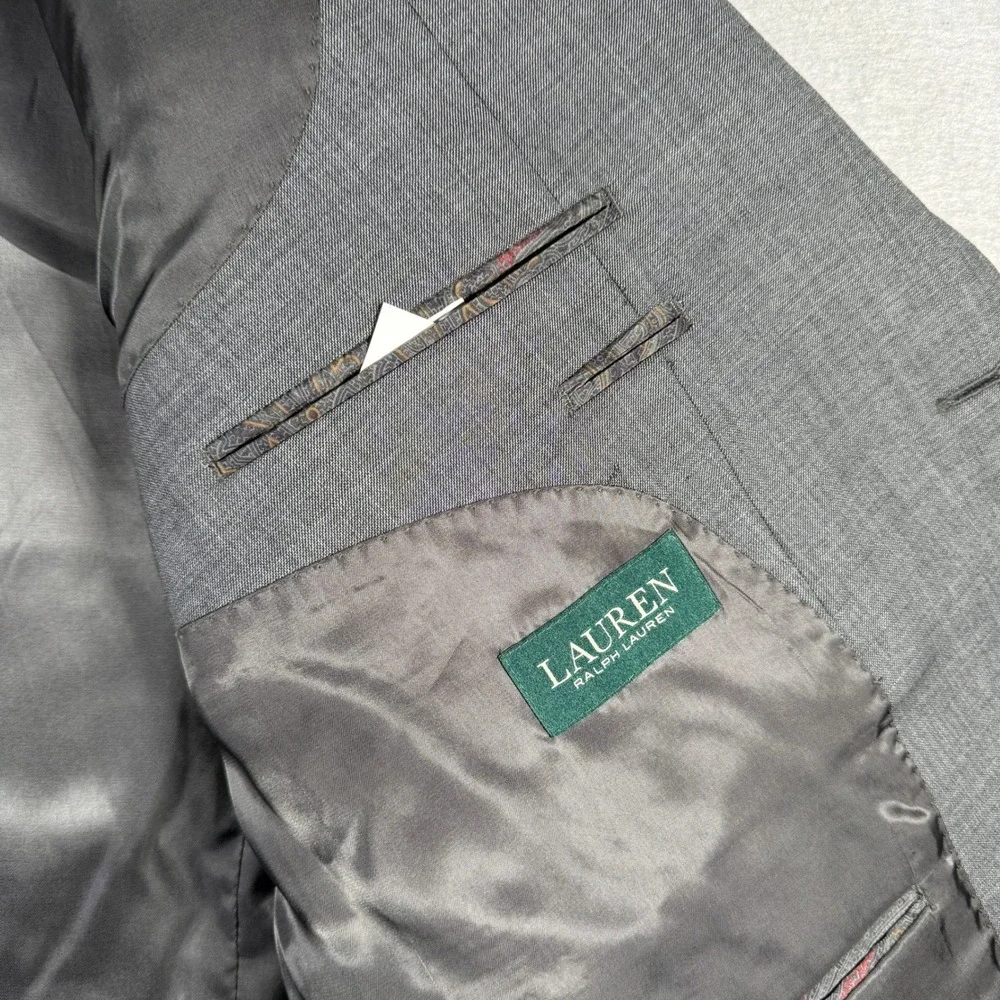 Lauren Ralph Lauren Mens Grey Wool 2-Button Blazer Jacket Natural 50R 50 Regular